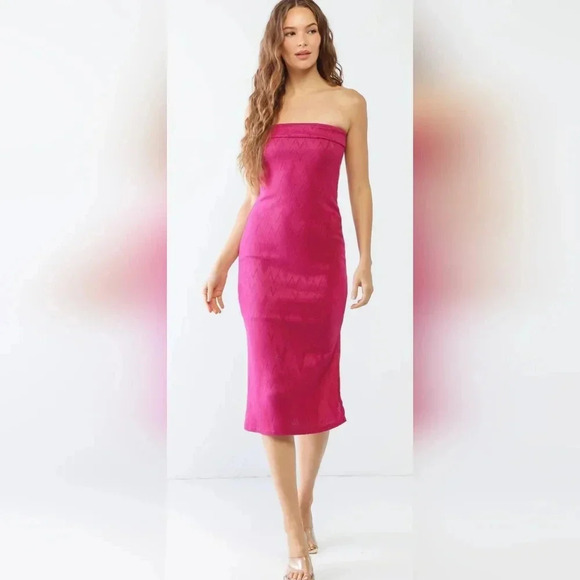 Strapless Side Slit Midi Dress #367-369 - Picture 4 of 8